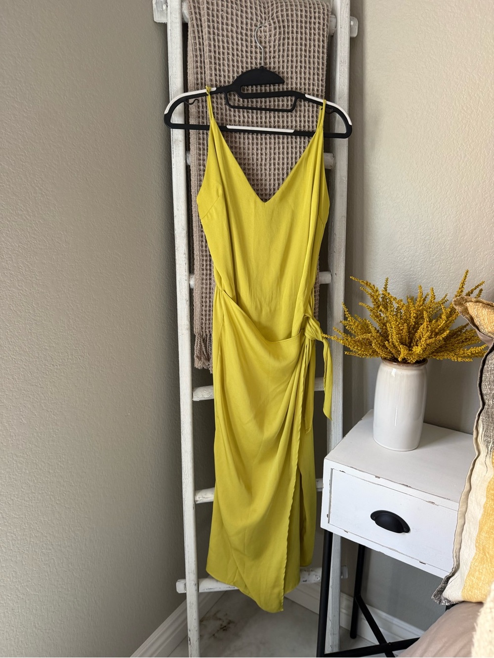 bloom Asymmetrical Yellow V-Neck Slip Dress